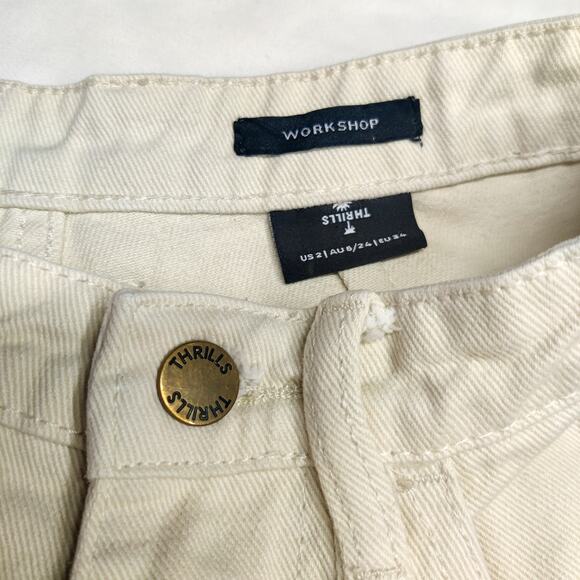 Thrills Free People Workshop Panel Organic Cotton Utility Pants Cream 2 Workwear - Picture 7 of 16